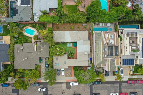 an aerial view of a house