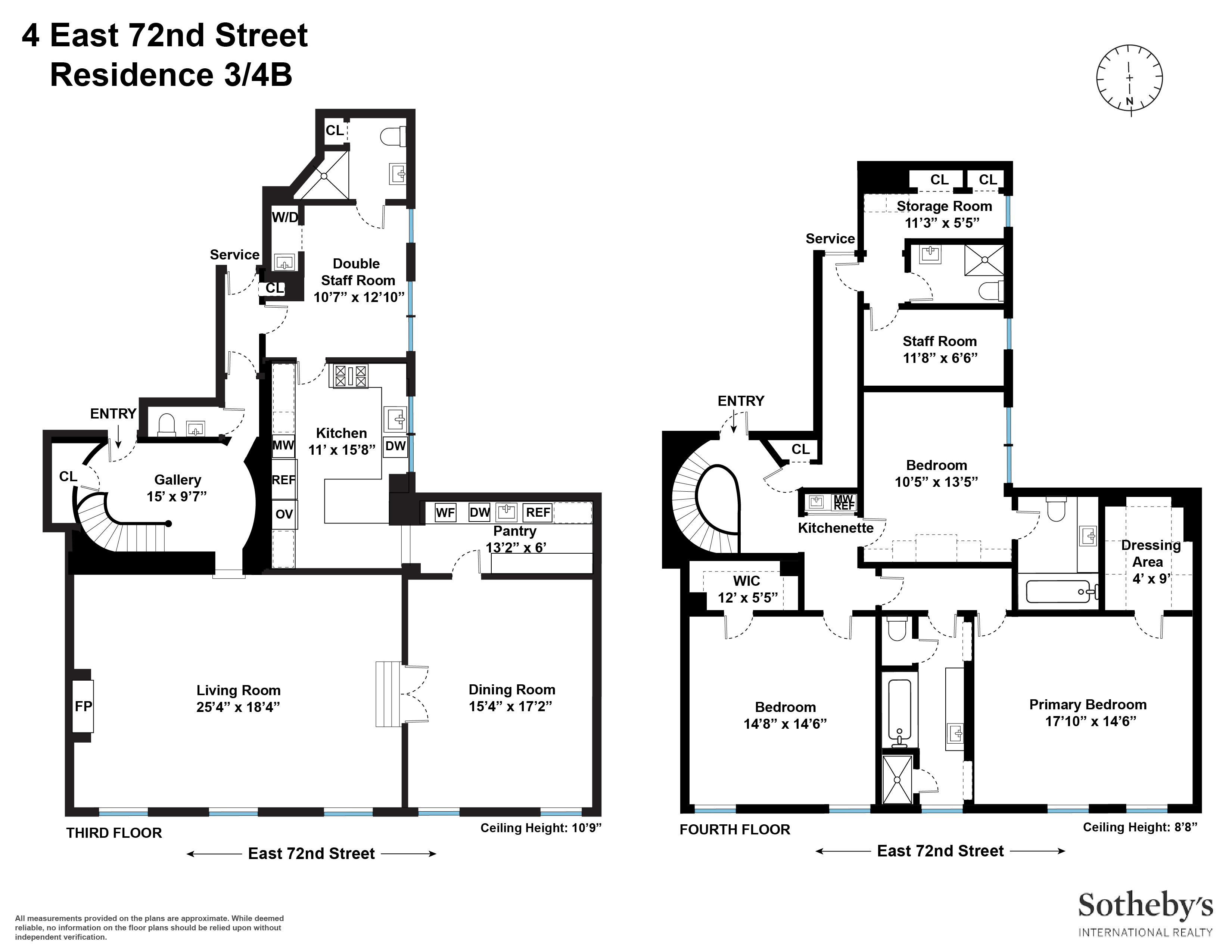 4 East 72nd Street, Unit 3/4B Manhattan, NY 10021 - Photo 15 of 15 a black and white photo of a floor plan