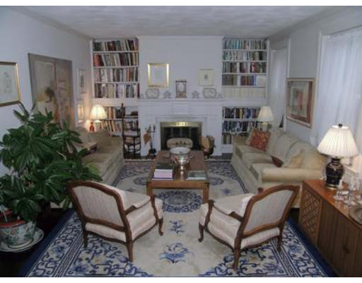 132 Sewall Avenue, Unit B Brookline, MA 02446 - Photo 3 of 18 a living room with furniture and a fireplace