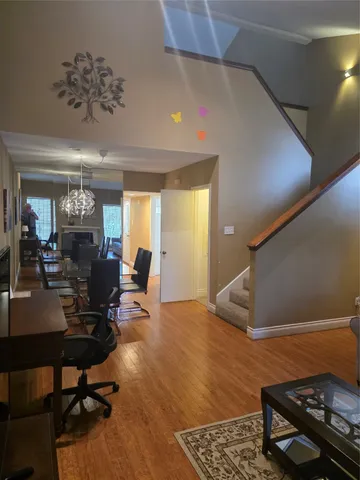 a workspace with furniture