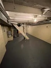 a view of a room with racks on the wall