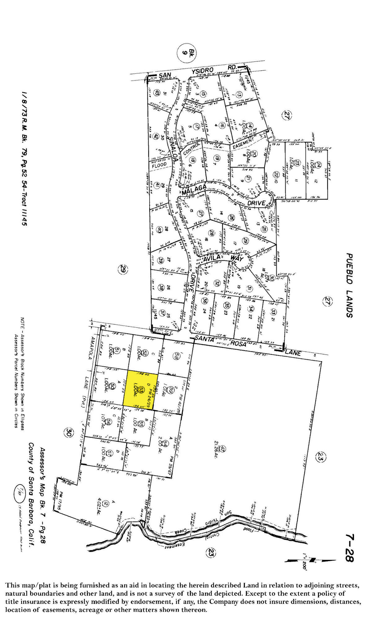 284 Santa Rosa Lane Montecito, CA 93108 - Photo 17 of 17 Highlighted Plat Map