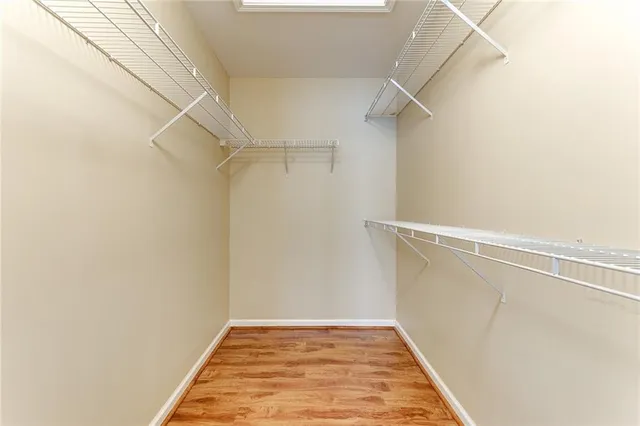 a view of a room with racks on the wall