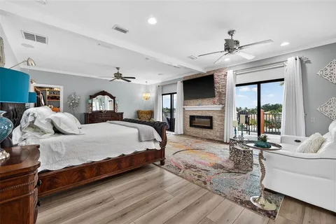 a view of a patio with a table and chairs