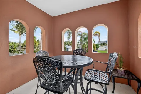 a view of a terrace with furniture