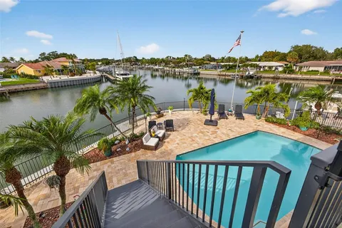 a view of a lake with a city