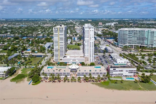 a view of a city with tall buildings
