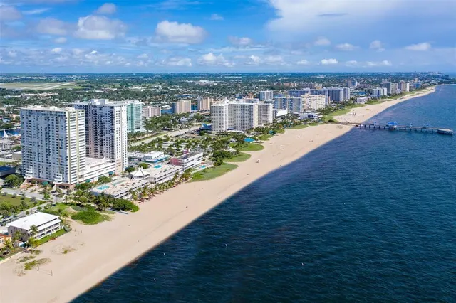 a view of a city and an ocean view