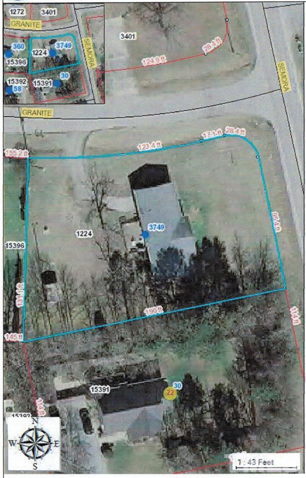 3749 Semora Road Roxboro, NC 27574 - Photo 24 of 24 Aerial view gives a good indication of property lines that are highlighted in blue