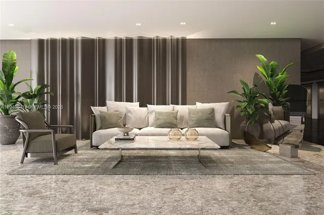 a swimming pool with outdoor seating