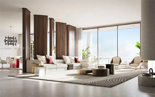 a kitchen with sink refrigerator and large window