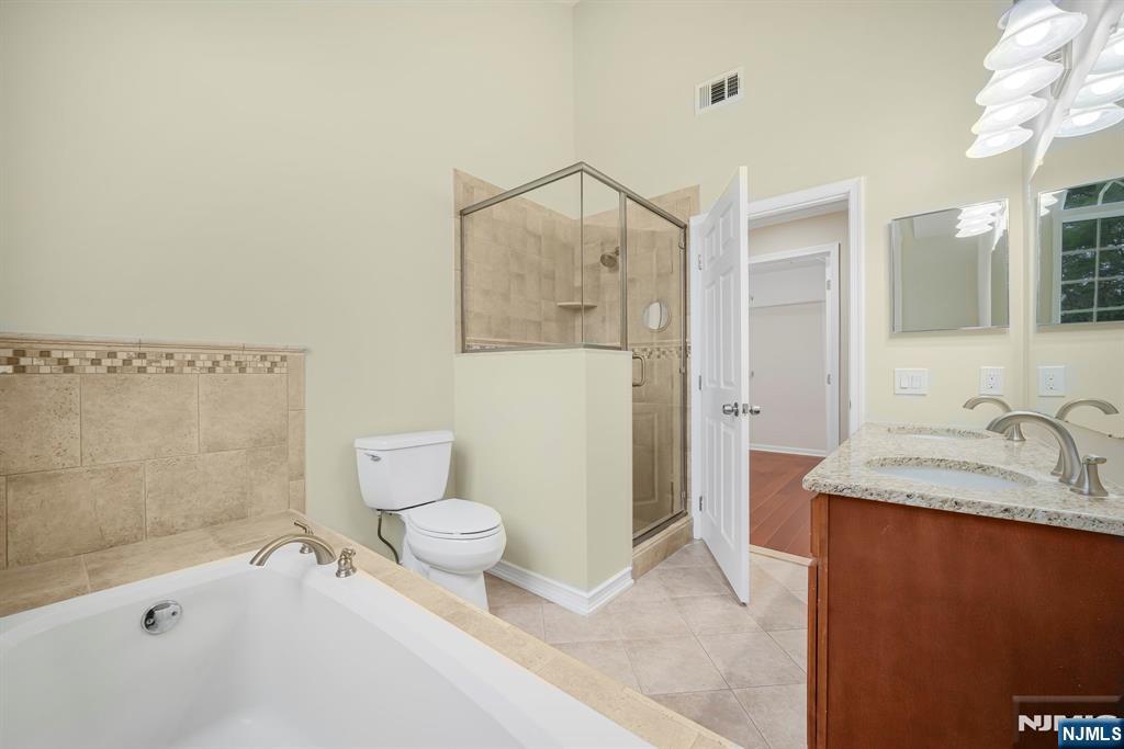 67 Davenport Road Montville, NJ 07045 - Photo 16 of 32 a bathroom with a granite countertop sink a toilet and shower