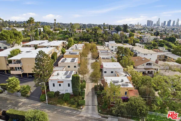 an aerial view of a house