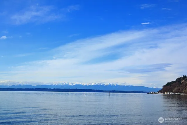 a view of a lake and mountain