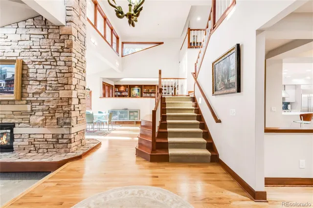 a view of a living room and dining room
