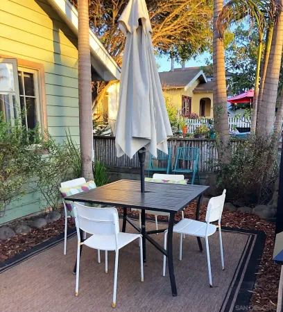 a view of a tables and chairs in the patio