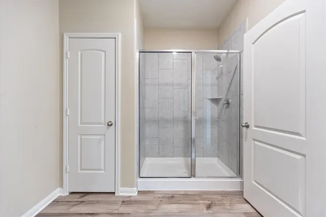 a view of a room with racks on the wall