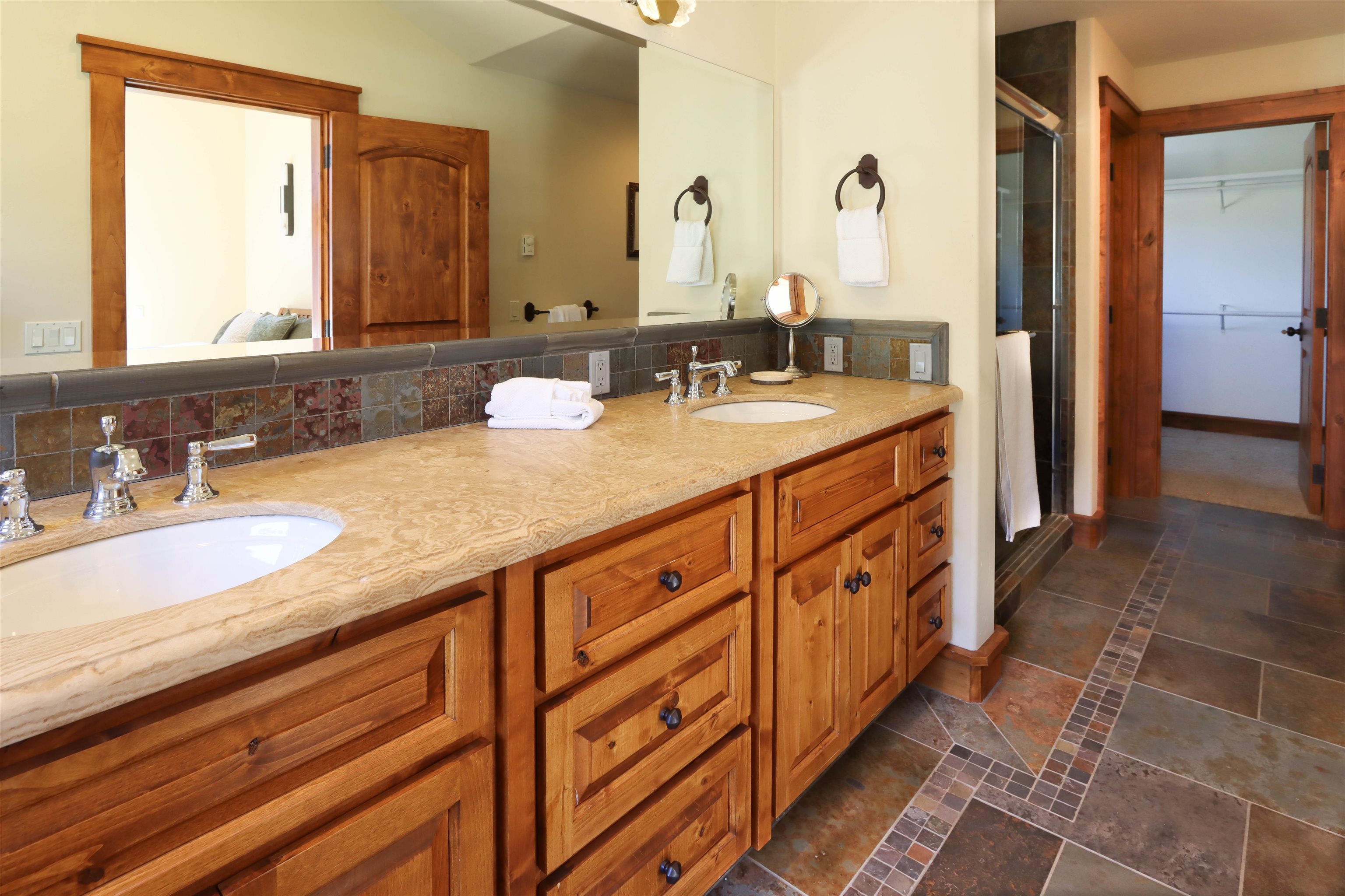 131 West Steelhead Road June Lake, CA 93529 - Photo 21 of 47 a spacious bathroom with double vanity and mirrors