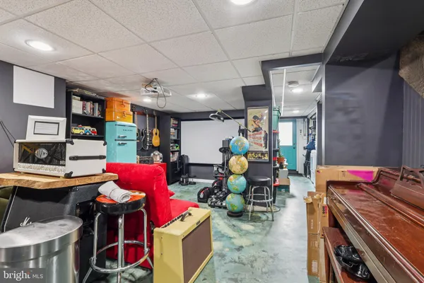 a room with musical instruments