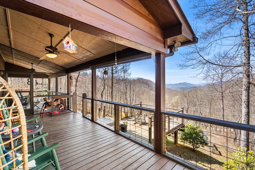 961 South Brooks Cove Road Hayesville, NC 28904 - Photo 31 of 55 a view of a patio with wooden floor