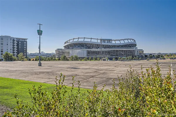 a view of a big yard next to a building