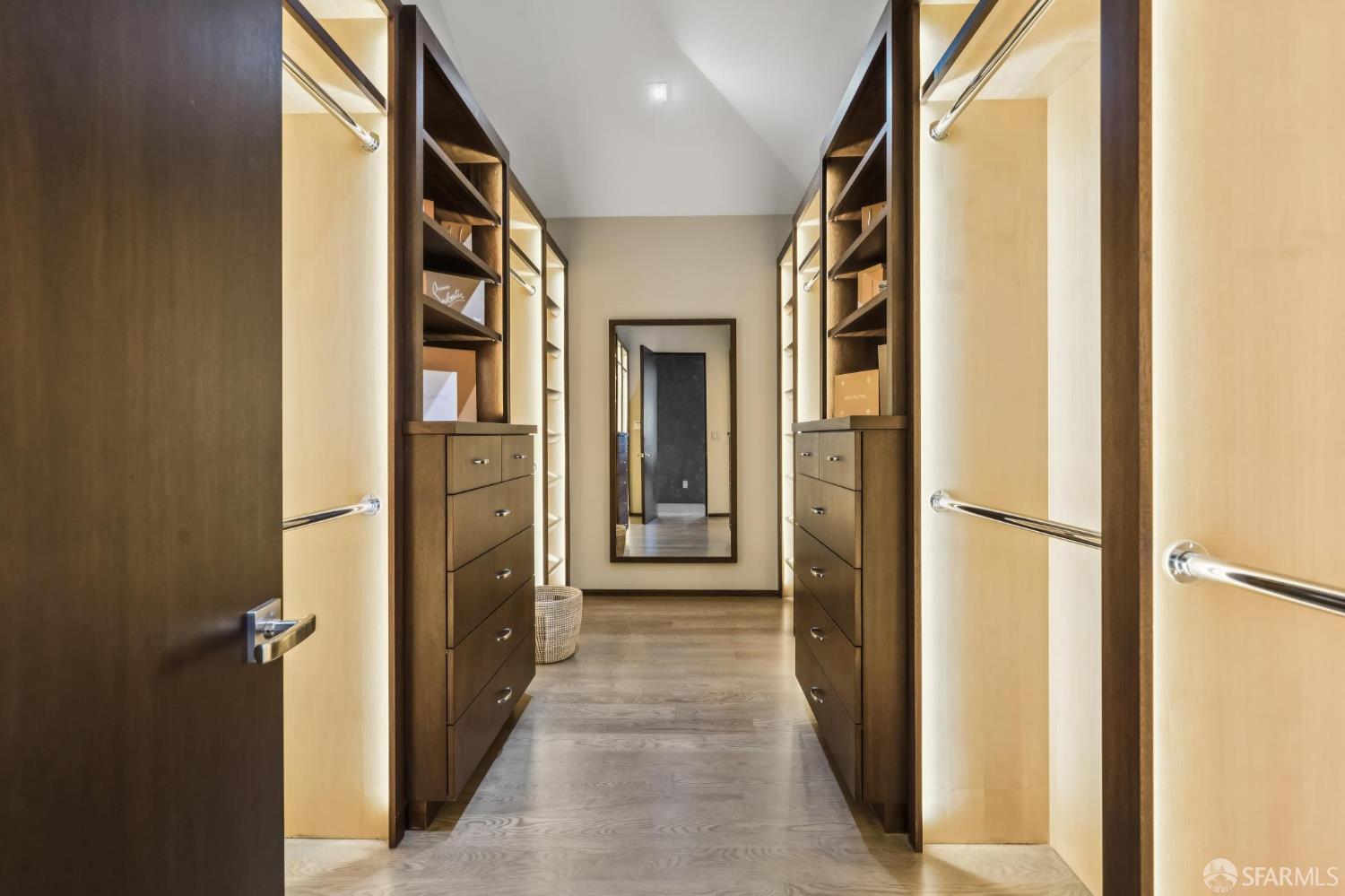 2755 Fillmore Street San Francisco, CA 94123 - Photo 55 of 99 a view of a hallway with wooden shelves