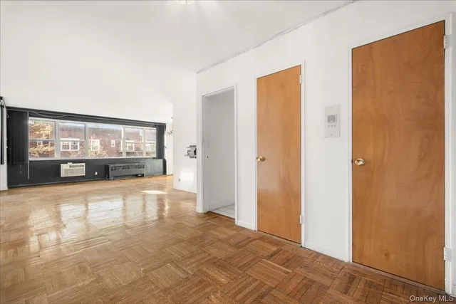 a view of a room with a sliding door