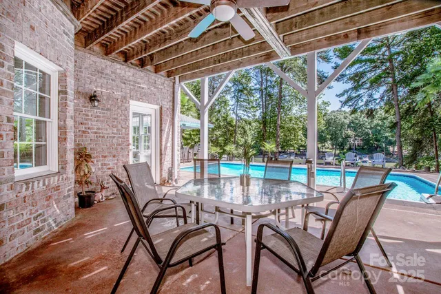 a view of an outdoor space with seating area