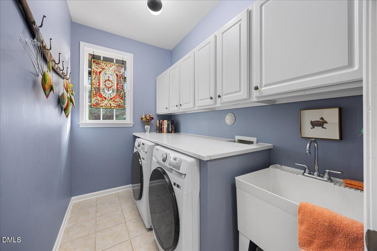 4607 Manassa Pope Lane Raleigh, NC 27612 - Photo 28 of 44 1st floor laundry room with utility sink and storage