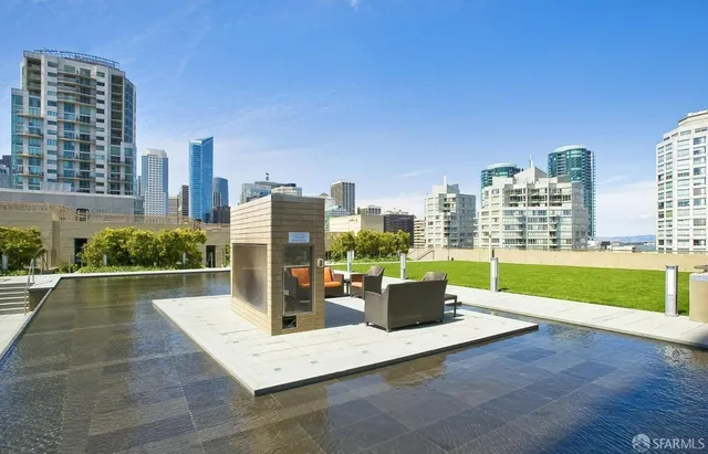 a view of a city with tall buildings