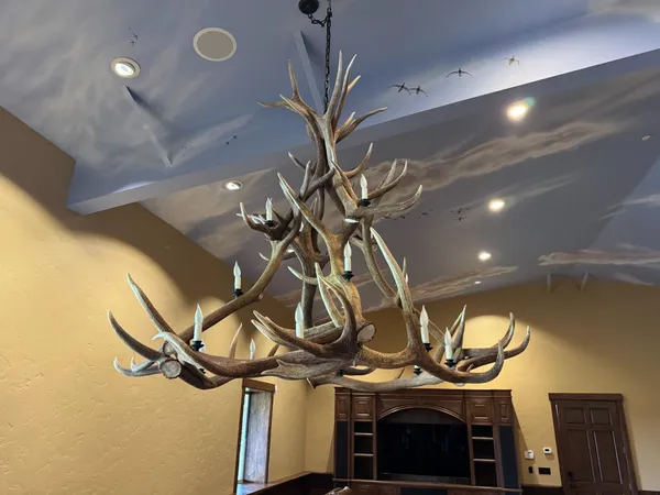 a view of a entryway with a chandelier