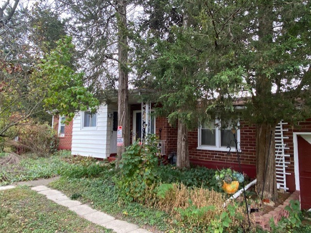 front view of a house with a tree