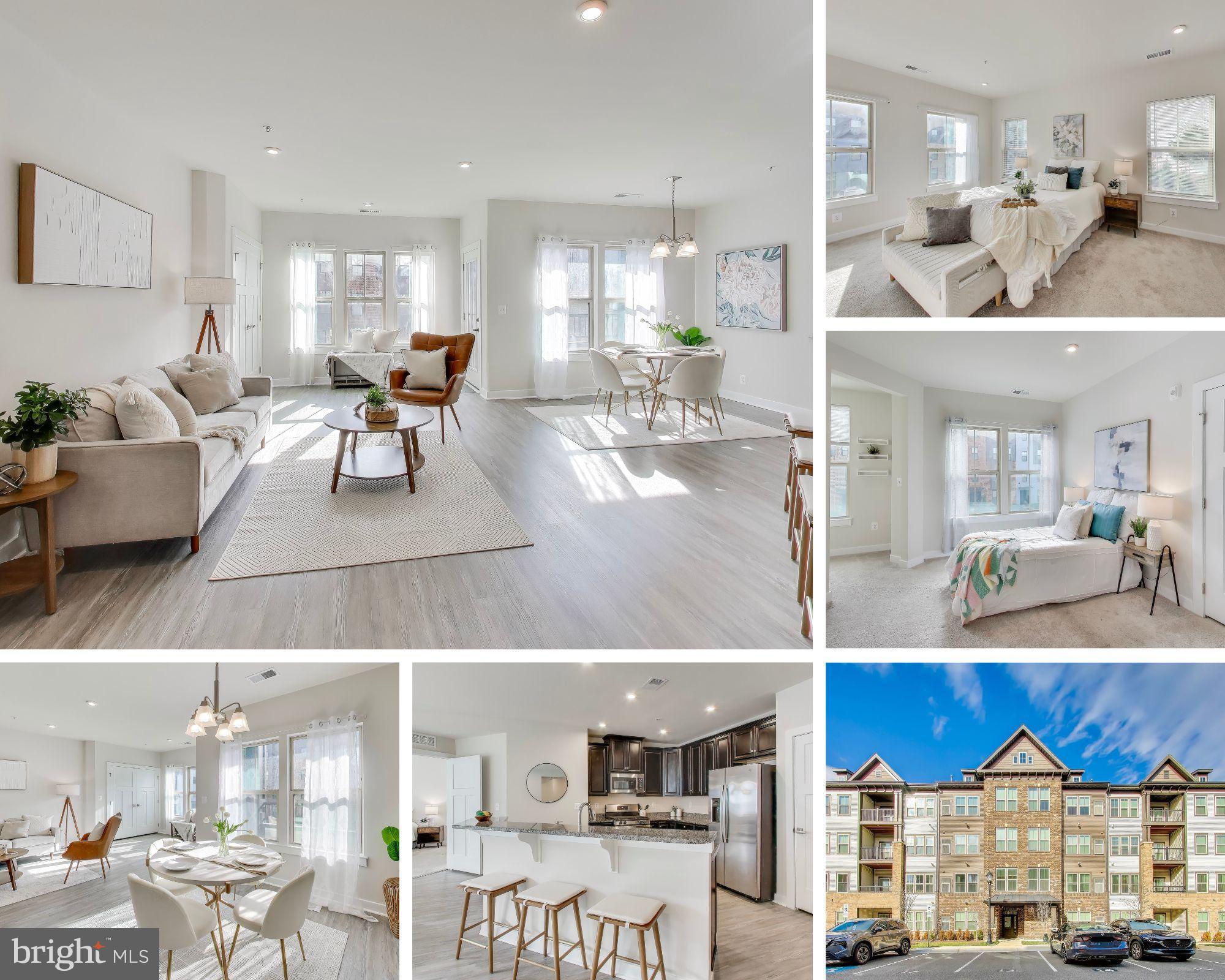 a view of a dining room kitchen with stainless steel appliances kitchen island granite countertop a table and chairs in it