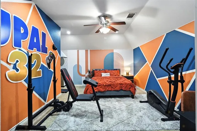 a room with musical instruments