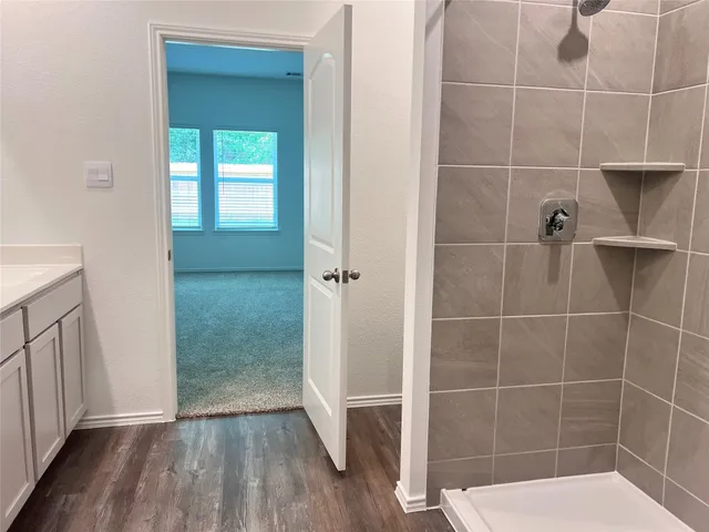 a bathroom with a shower
