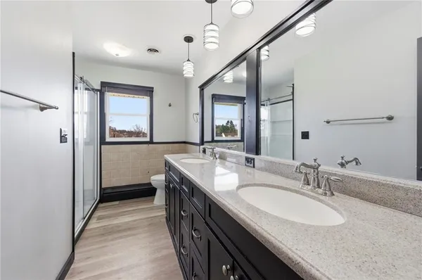 an empty room with a workbench