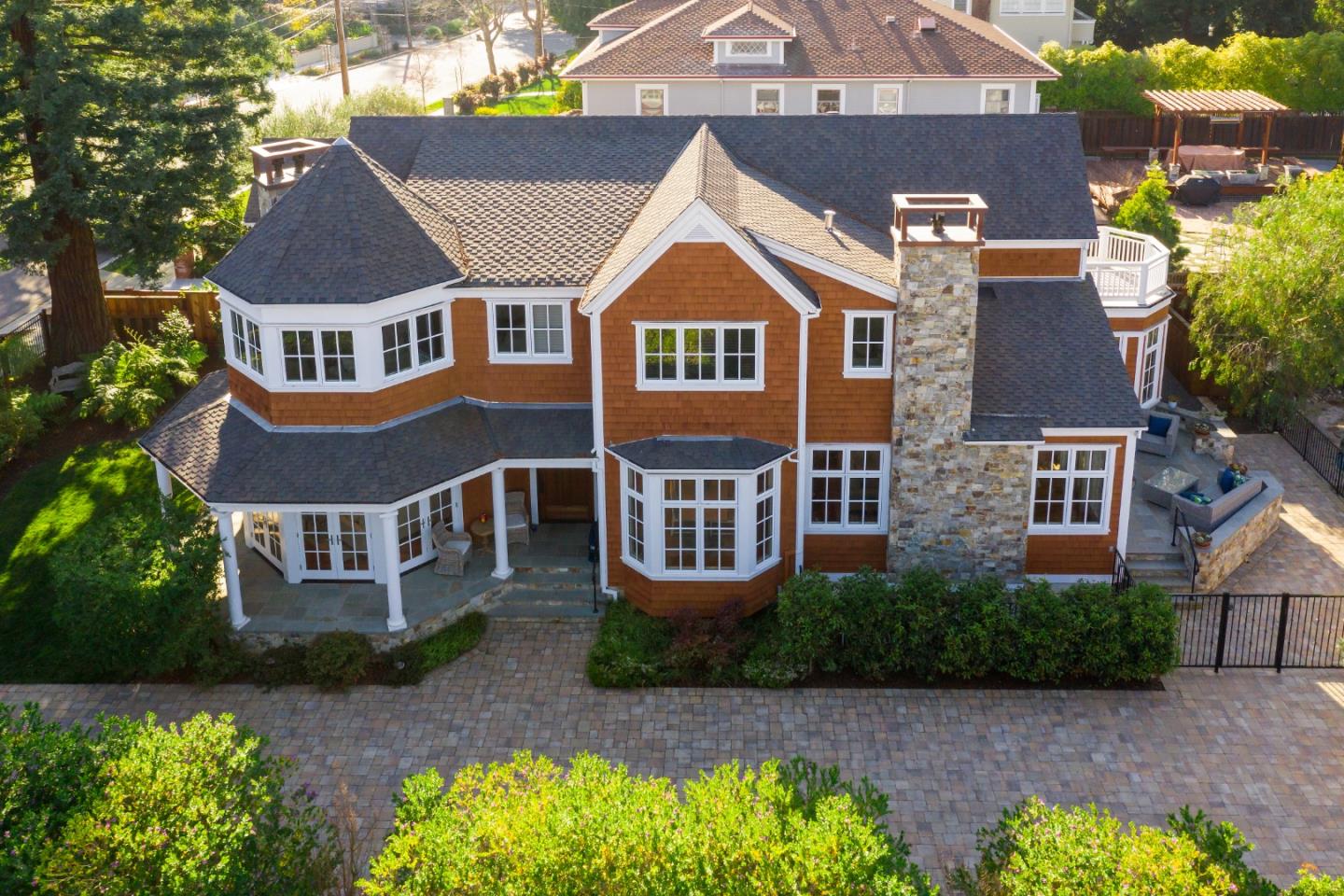 an aerial view of a house