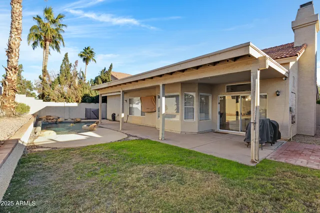 a view of a house with a patio