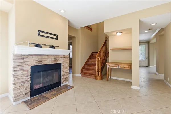 a view of a livingroom with a fireplace
