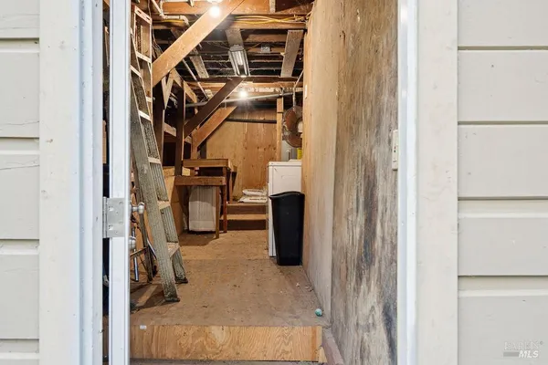 a balcony with trees in front of it