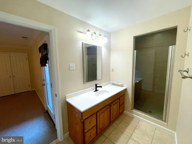a bathroom with a sink and a shower