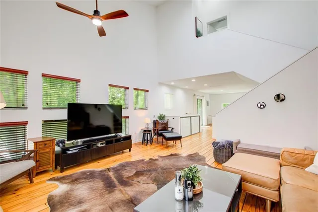 a living room with furniture