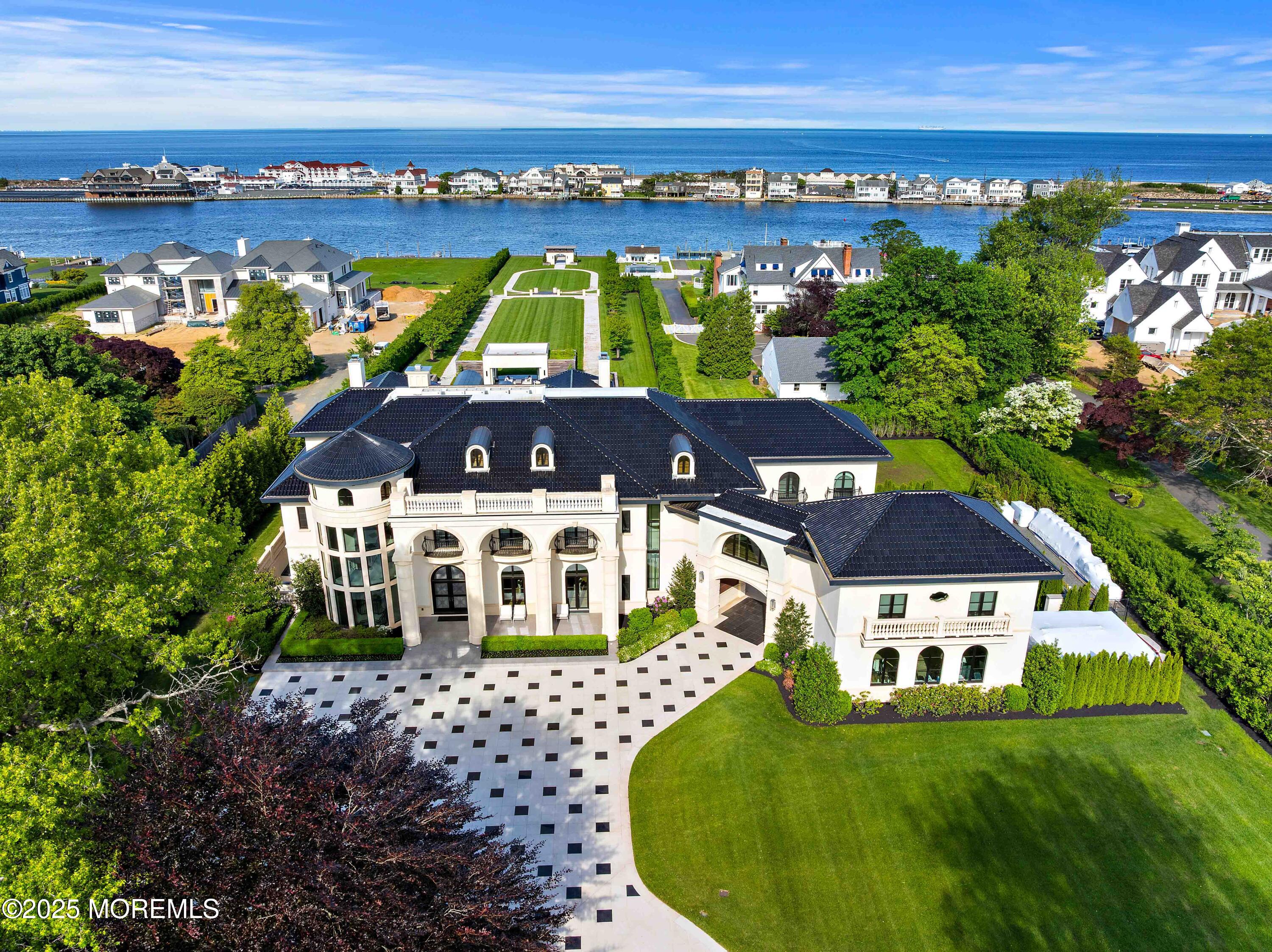a view of a city with an ocean view