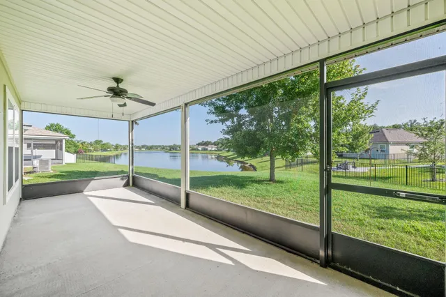 a view of a patio with a backyard