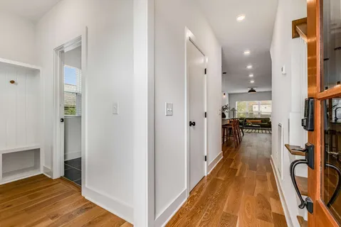 a view of a kitchen from the hallway
