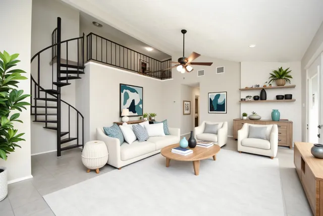 a living room with furniture