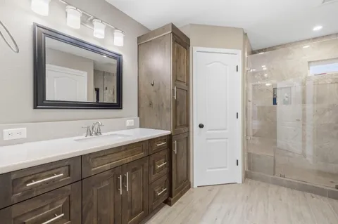 a bathroom with a shower