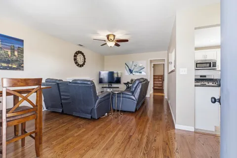 a living room with furniture