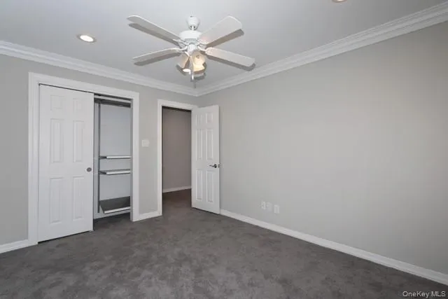 an empty room with a bathroom