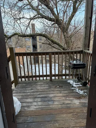 a view of wooden deck